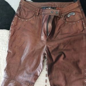 Copper leather vest and pant set. Excellent condition